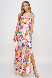 Capri Floral Satin Slip Dress