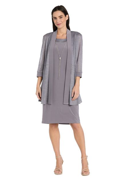 Two-Piece Sleeveless Dress and Metallic Detailed Jacket Set – R&M
