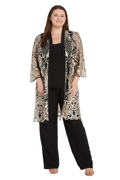 Sequined Embroidered Lace Pant Suit - Plus