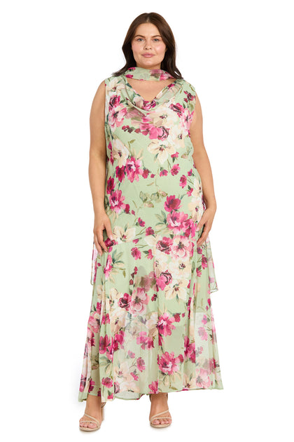 slim fit dress slacks R&M Richards 1875W Long Plus Size Evening Dress