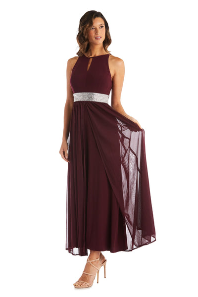Maxi Dress with Keyhole Cutout, Halterneck and Flowing Skirt