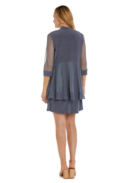 R & M Richards Embellished Dress and Illusion Duster Jacket - Navy - Size 18 R & M Richards Embellished Dress and Illusion Duster Jacket - Navy - Size 18