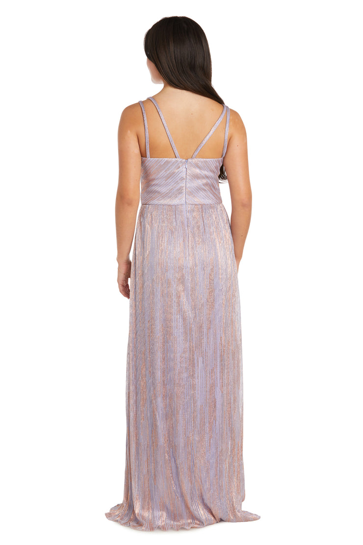 Nightway Long Shimmer Gown with Double Straps