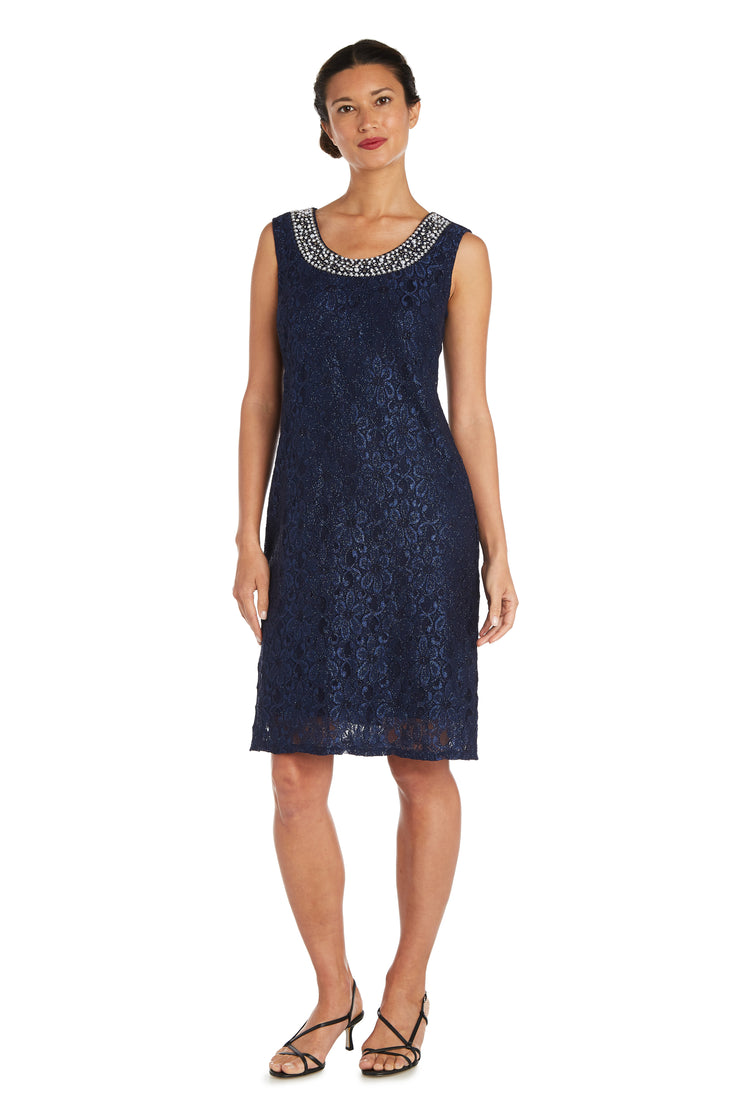 Lace Shift Dress with Pearl Embellishment - Petite