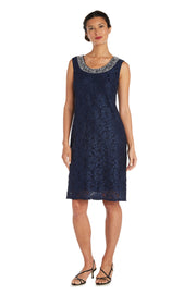 Lace Shift Dress with Pearl Embellishment