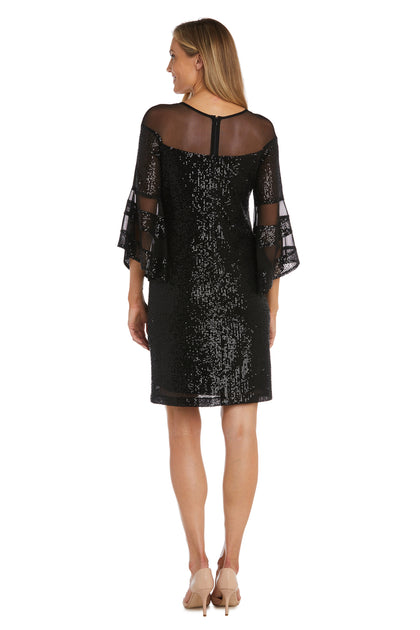 Short Sequin Dress with Bell Sleeves - Petite