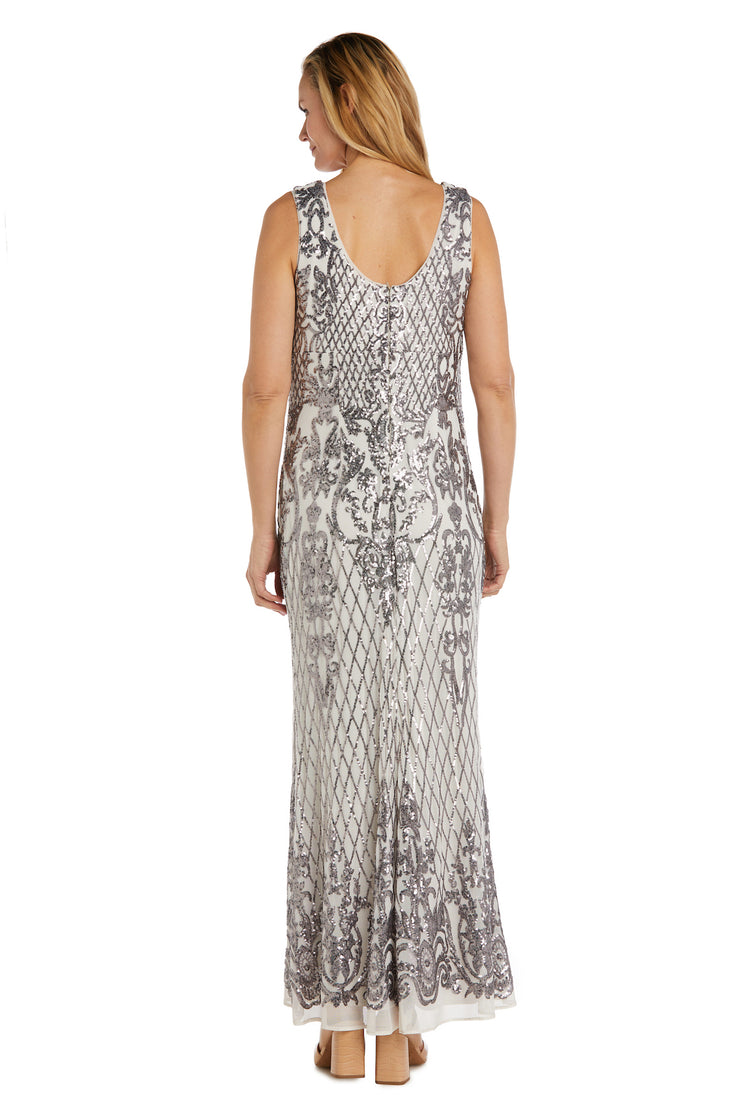 Sequined Maxi Gown with V-Neck and Fitted Silhouette