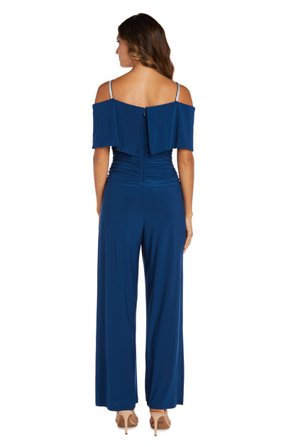 【THEAIRTOWN】Cross Off Shoulder Frill Ops Off the Shoulder Jumpsuit with Ruched Bodice – R&M Richards