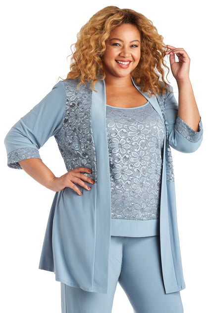 Lace and Sequin Pant Set with Matching Jacket - Plus – R&M Richards