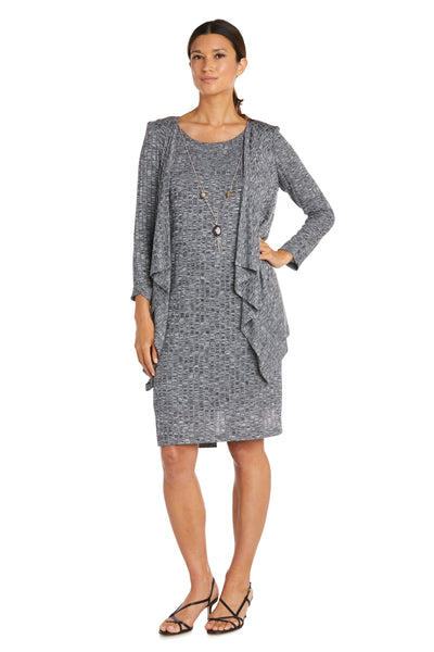 Cascade Grey Knit Jacket and Dress with Detachable Necklace