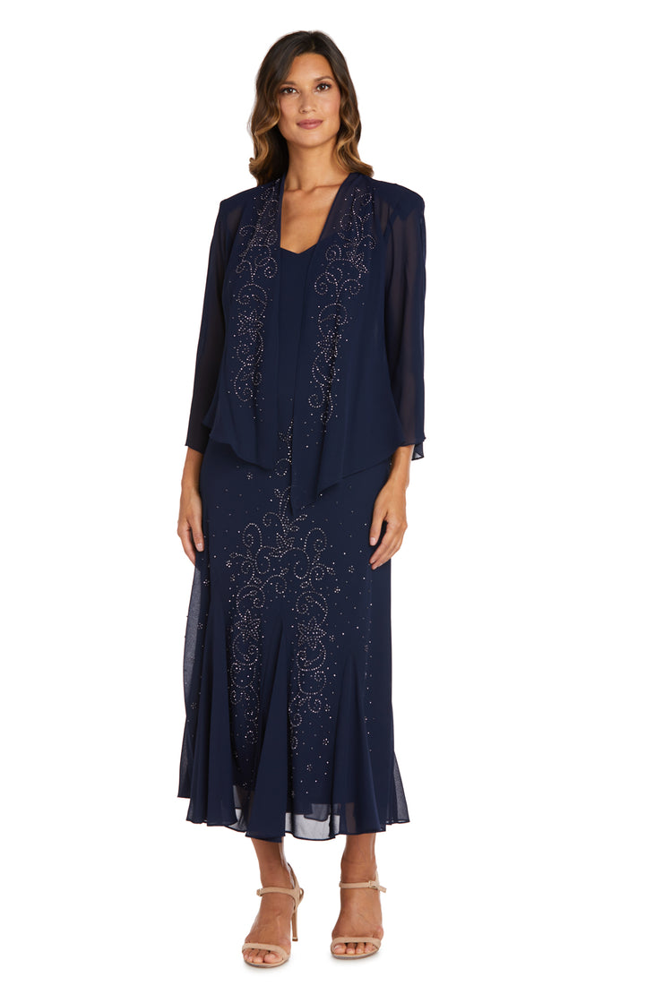 Beaded Slip Chiffon Jacket Dress