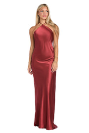 Lucia High Neck Satin Gown