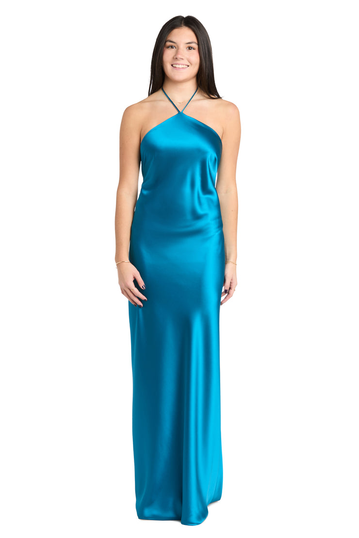 Lucia High Neck Satin Gown