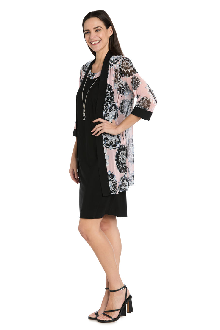 Black & Pink Printed Jacket Dress - Petite