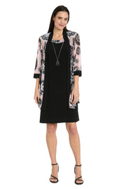 Black & Pink Printed Jacket Dress - Petite