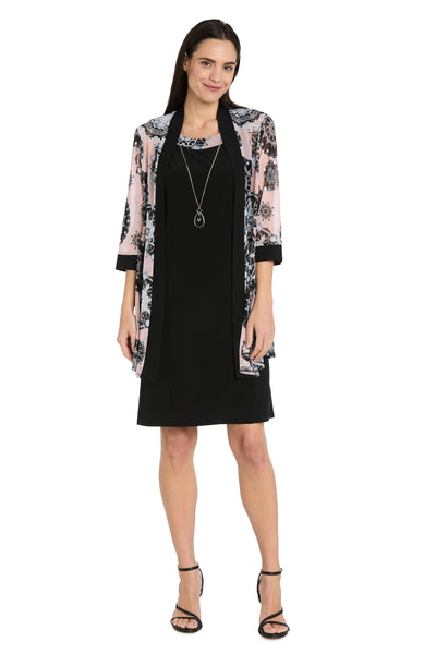 Black & Pink Printed Jacket Dress - Petite R&M Richards Black & Pink Printed Jacket Dress - Petite R&M Richards