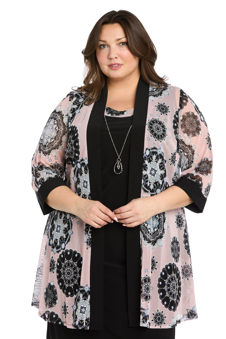 Black & Pink Printed Jacket Dress - Plus