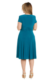 Faux Wrap Dress with Waist Embellishment - Petite