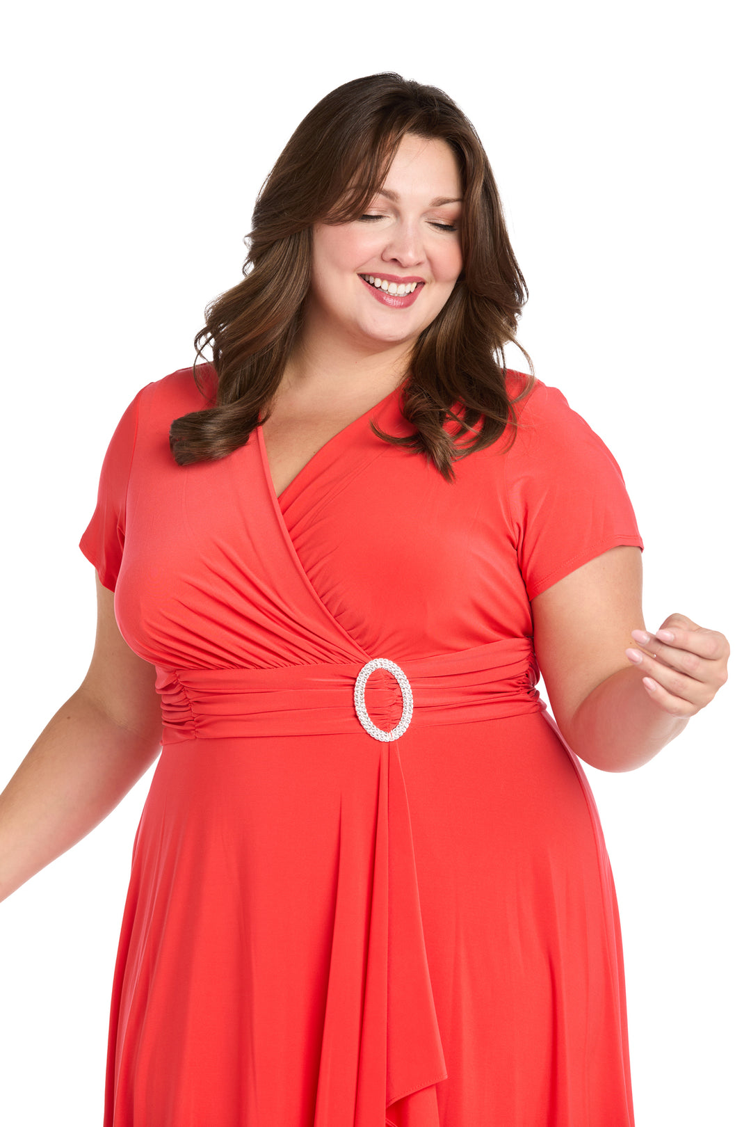 R & M Richards Plus Size Cascade Dress