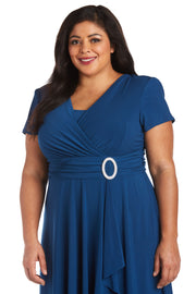 Faux Wrap Dress with Waist Embellishment - Plus