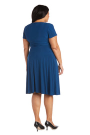 Faux Wrap Dress with Waist Embellishment - Plus