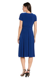 Faux Wrap Dress with Waist Embellishment