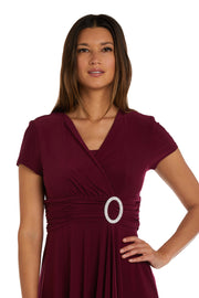 Faux Wrap Dress with Waist Embellishment - Petite