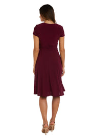 Faux Wrap Dress with Waist Embellishment - Petite