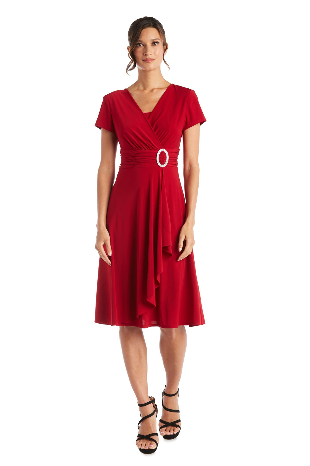 r&m richards dresses Faux Wrap Dress with Waist Embellishment – R&M Richards