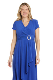 Faux Wrap Dress with Waist Embellishment