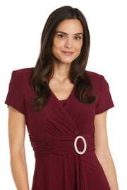 Faux Wrap Dress with Waist Embellishment - Petite