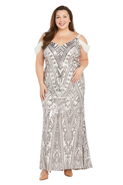 Off The Shoulder Gown with Beautiful Intricate Pattern - Plus