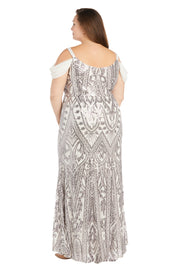 Off The Shoulder Gown with Beautiful Intricate Pattern - Plus