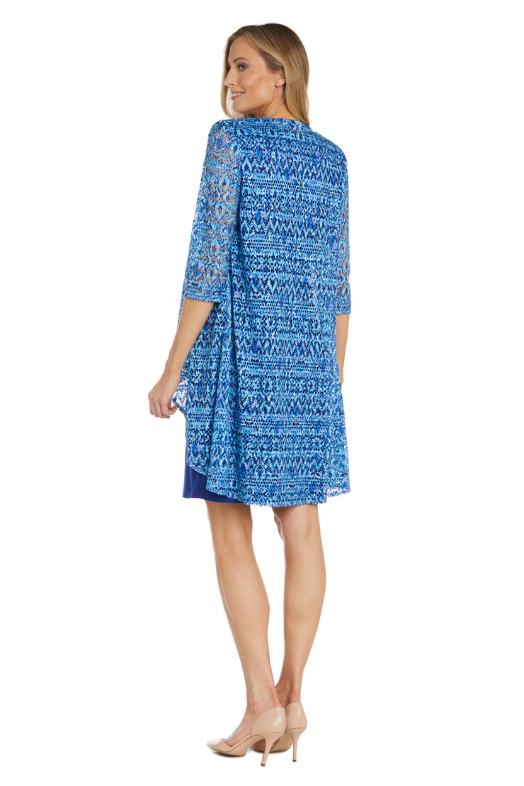 Print Cruise Crochet Daytime Jacket Dress with Detachable Necklace