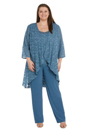 Three Piece Jacquard Burnout Pantsuit - Extra Plus