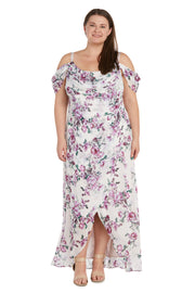 Rhinestone Off The Shoulder Floral Dress - Plus