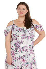Rhinestone Off The Shoulder Floral Dress - Plus