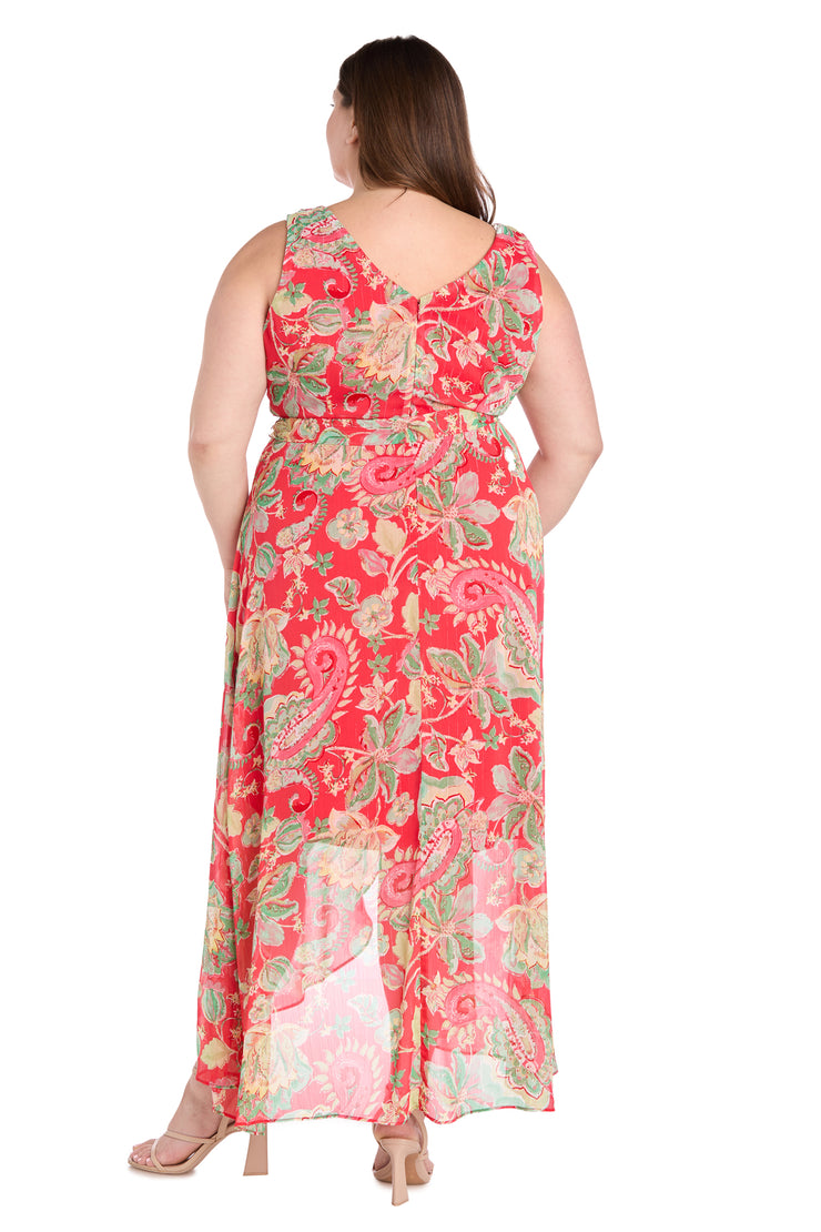 Coral Green High-Low Chiffon Dress - Plus