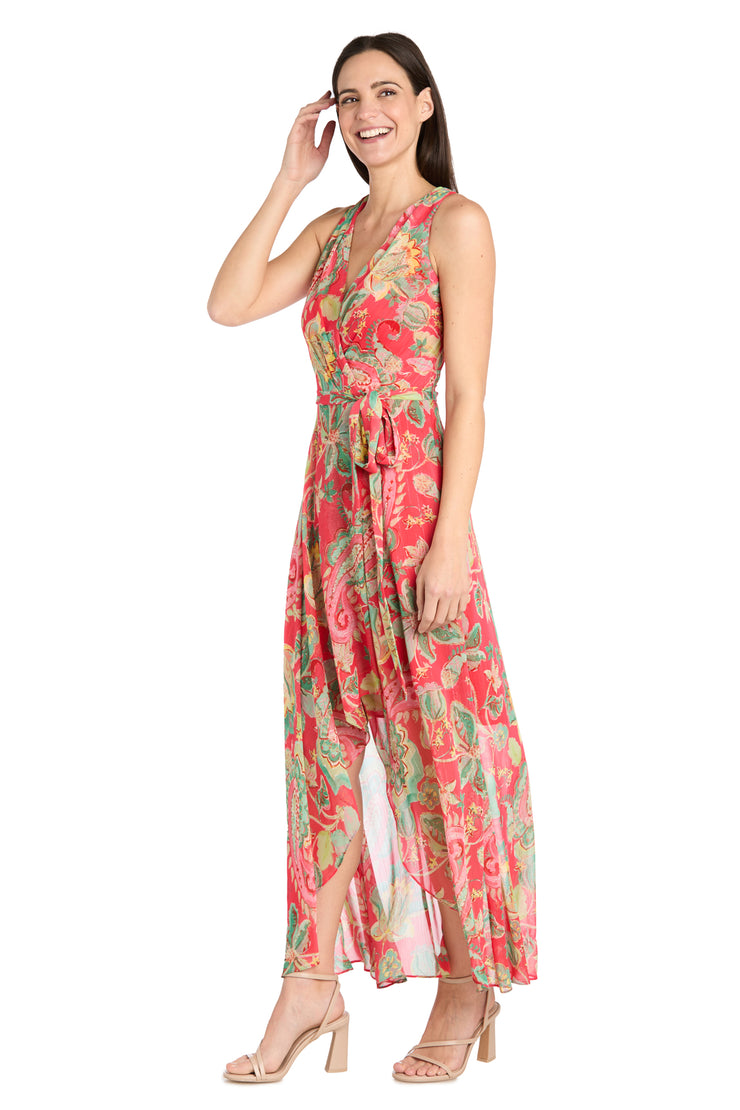 Coral Green High-Low Chiffon Dress - Petite