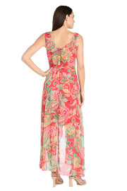 Coral Green High-Low Chiffon Dress - Petite