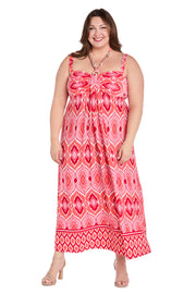 Coral ITY Maxi Dress with Gold Chain Tie - Plus