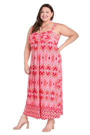 Coral ITY Maxi Dress with Gold Chain Tie - Plus