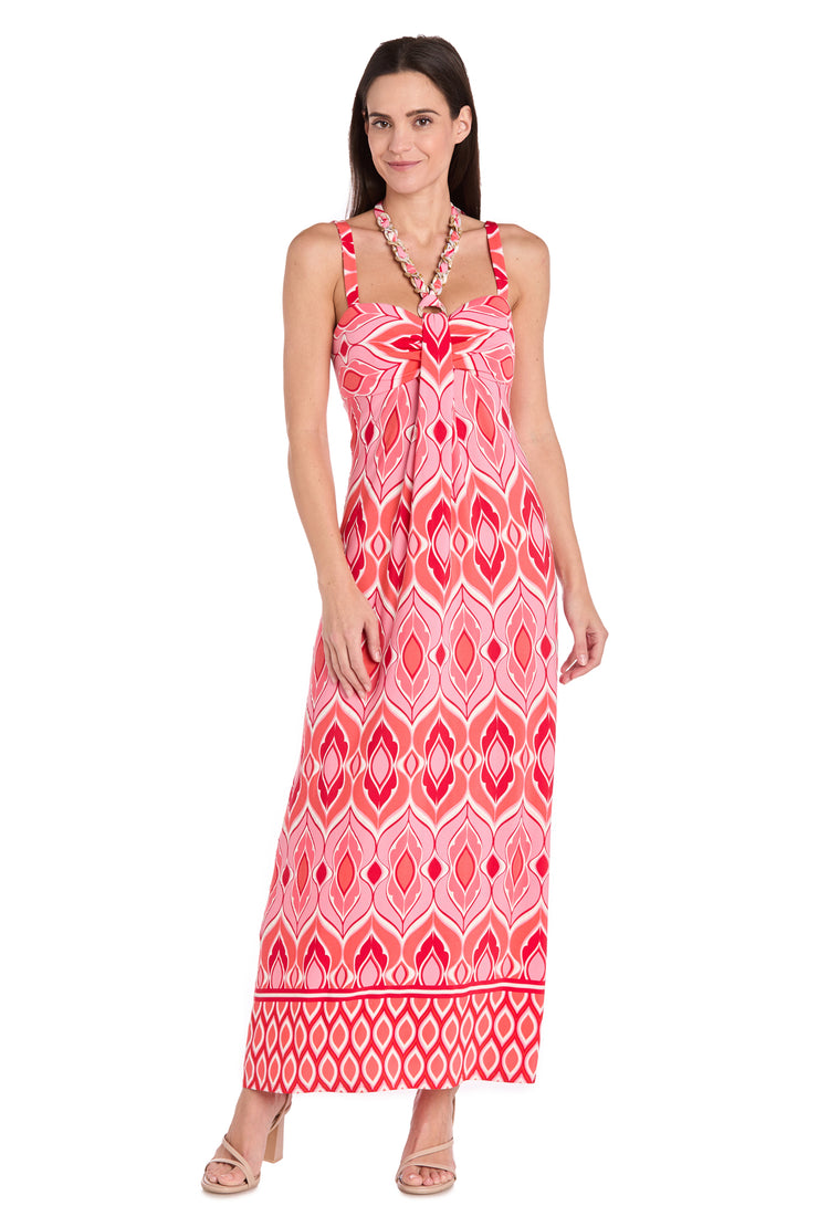 Coral ITY Maxi Dress with Gold Chain Tie R&M Richards Coral ITY Maxi Dress with Gold Chain Tie R&M Richards