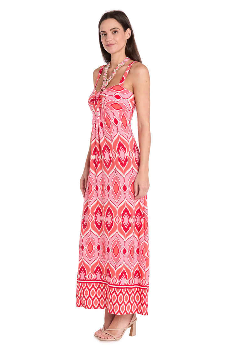 Coral ITY Maxi Dress with Gold Chain Tie