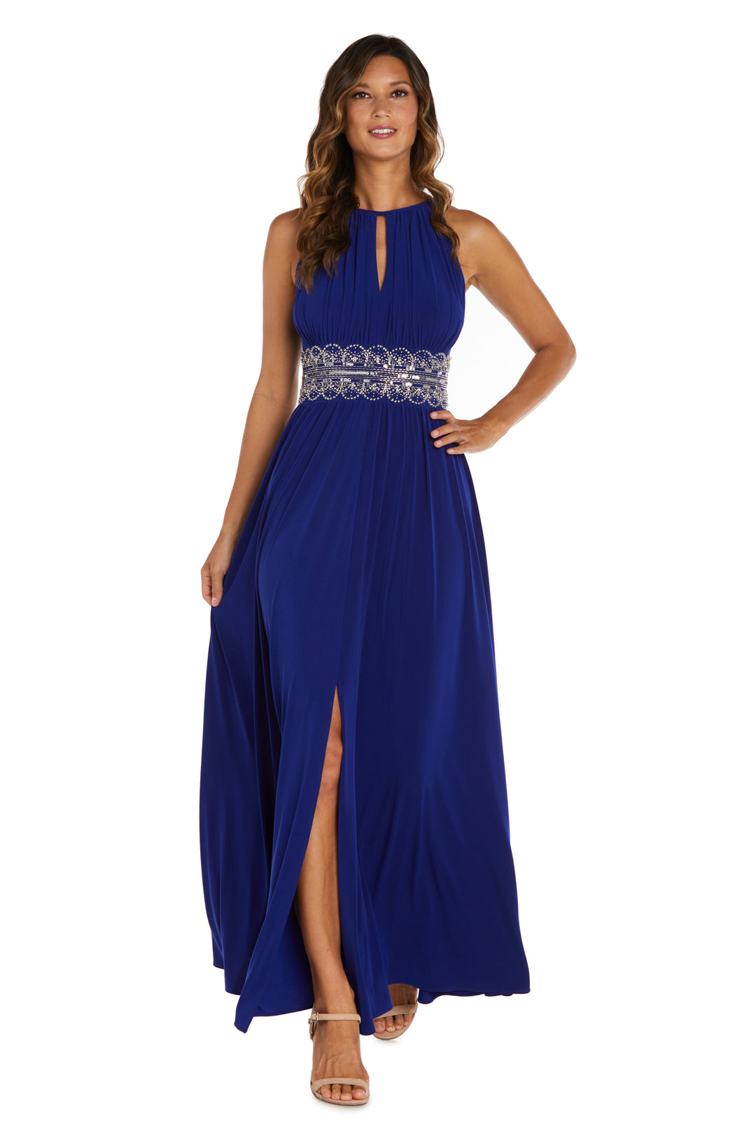 r&m richards sleeveless beaded v neck dress and jacket Petite Keyhole Waist 4P Royal making you a standout womens-loyalty @reiss never misses 💙 Color:Sky Blue with Navy Diamond Geo