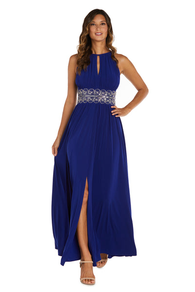 Sleeveless Long Gown With Beaded Waist - Petite