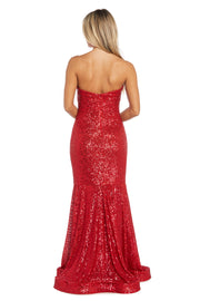 Kristina Strapless Sequined Gown