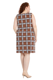 Printed Dress With Solid Detachable Jacket - Plus