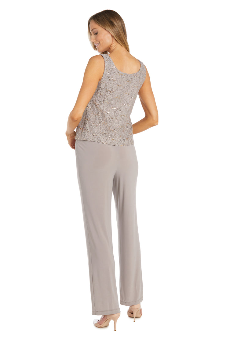 Lace Pantsuit with Pearl Neckline