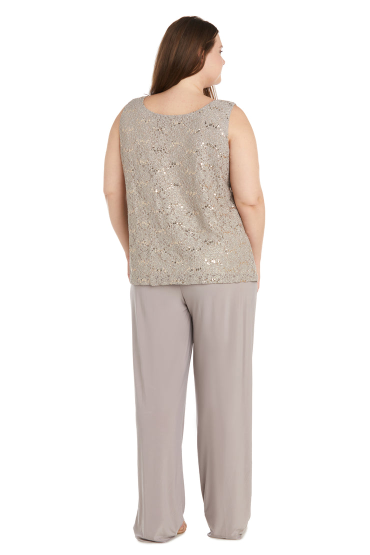 Lace Pant Suit with Pearl Neckline - Plus